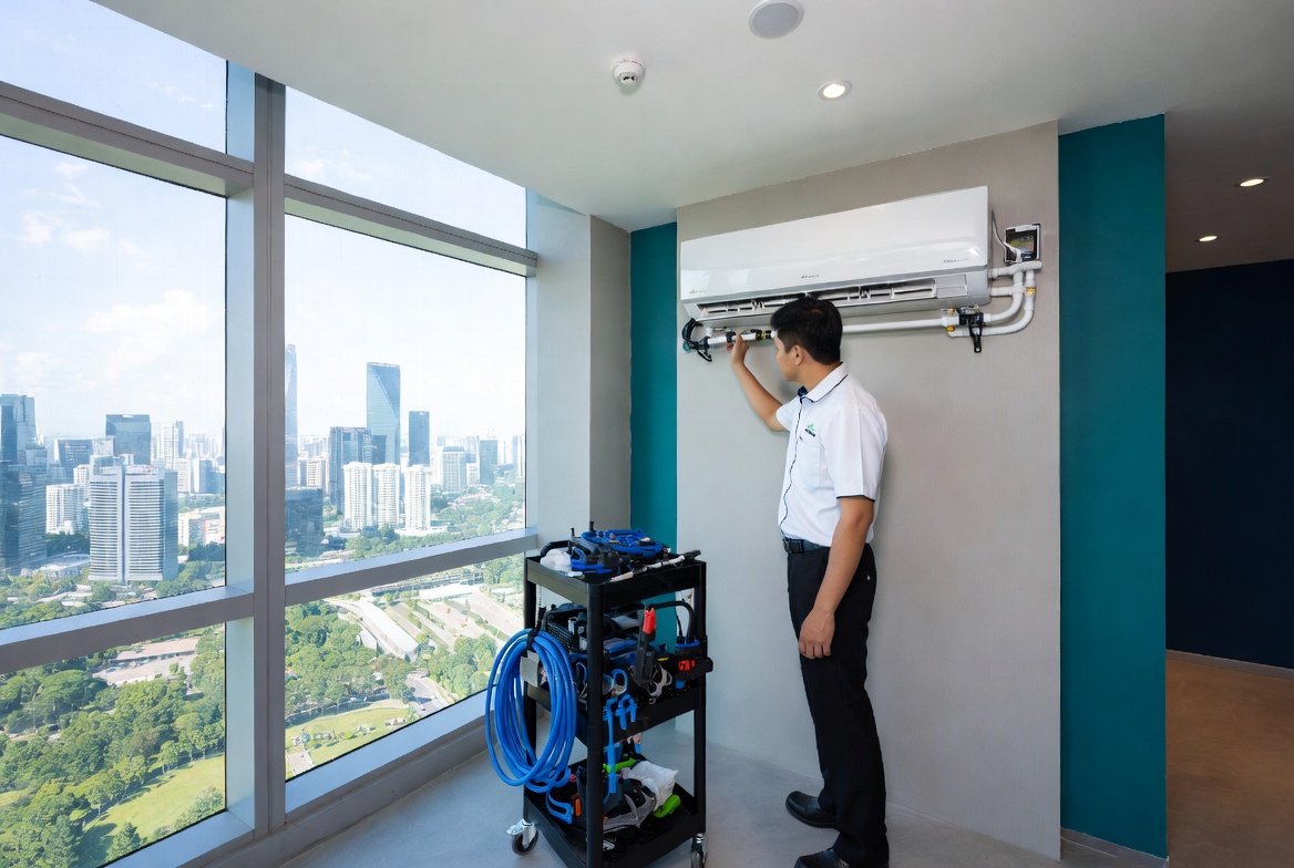 Modern plumbing and HVAC installation in Singapore